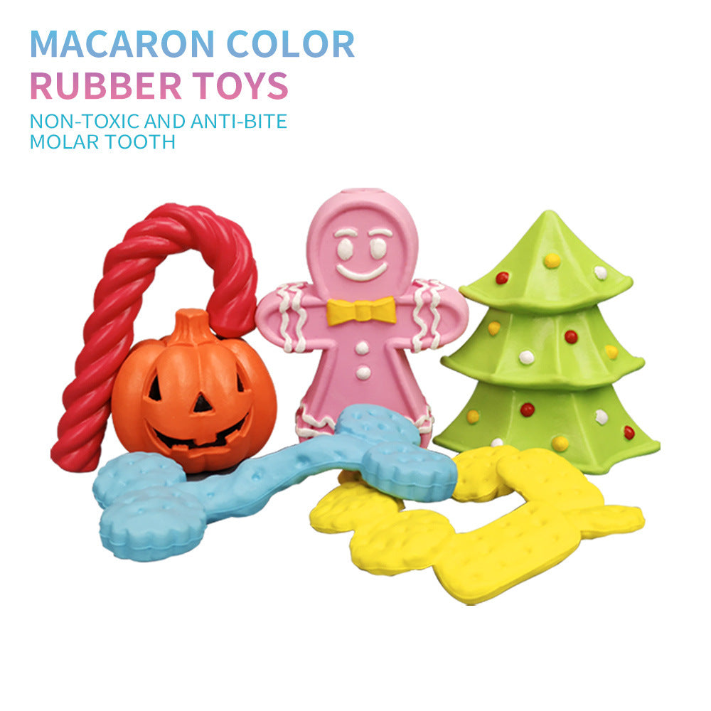 KFX-3228605 Christmas Themed Bite-Resistant Dog Rubber Chew Toy with Sound for All Breeds
