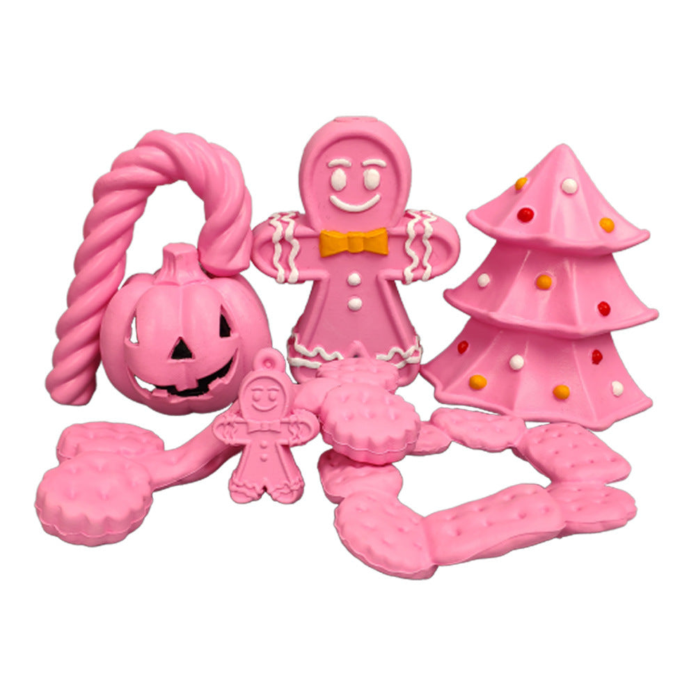 KFX-3228605 Christmas Themed Bite-Resistant Dog Rubber Chew Toy with Sound for All Breeds