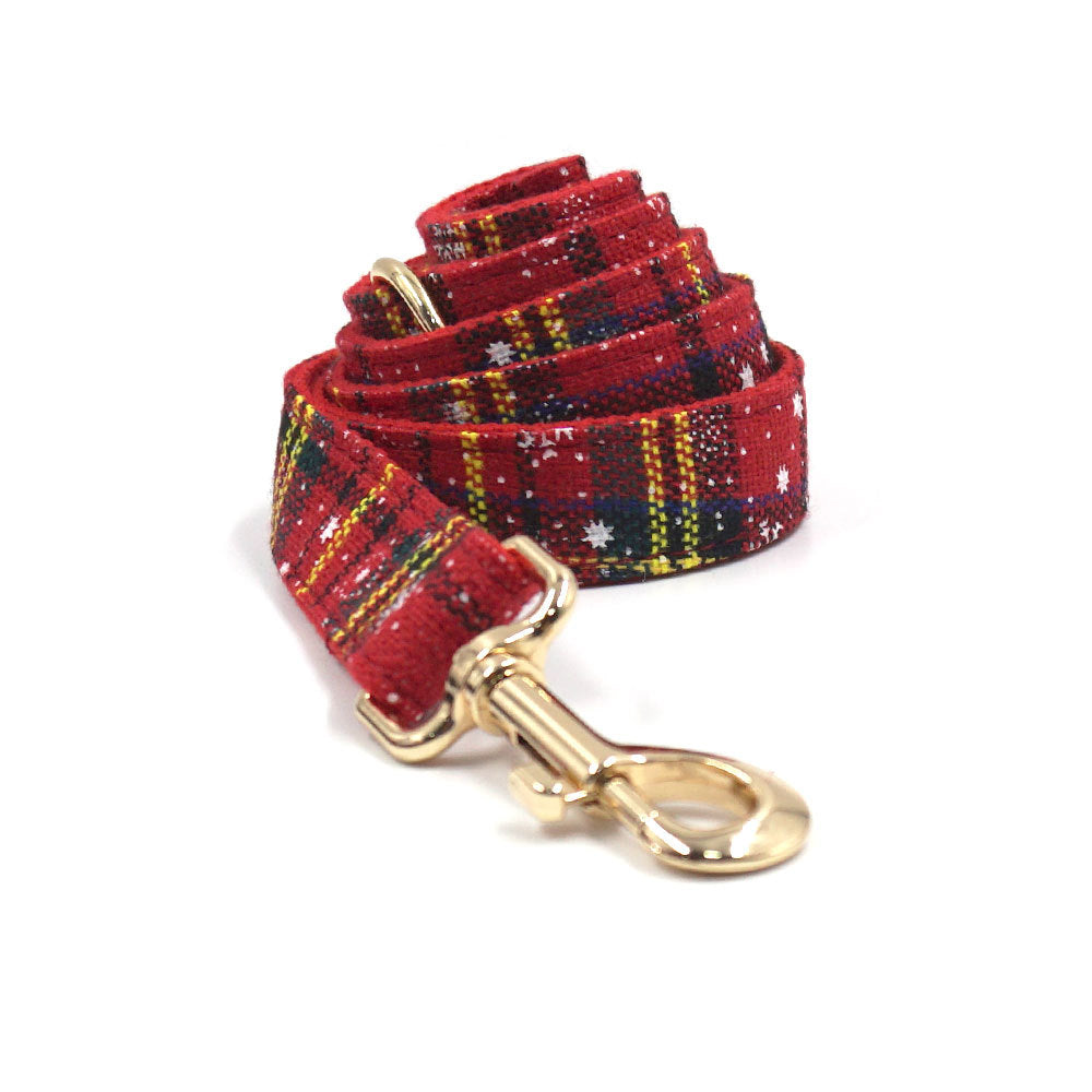 KFX-3229245 Red Christmas Pet Collar and Leash Set with Bowknot and Chest Attachment