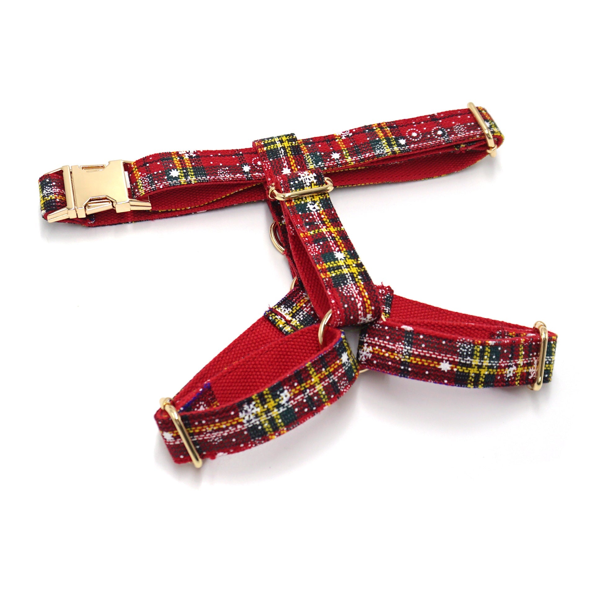 KFX-3229245 Red Christmas Pet Collar and Leash Set with Bowknot and Chest Attachment