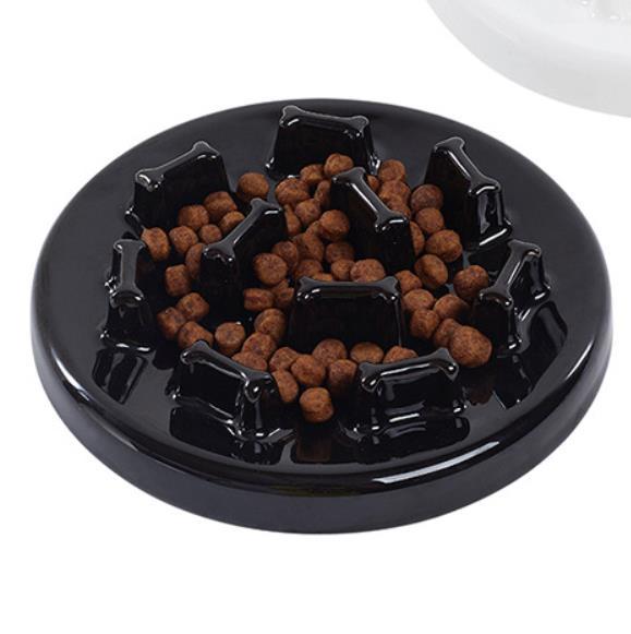 KFX-3233725 Tilted Solid Wood Double Bowl Pet Feeder with Ceramic Bowls and Neck Guard