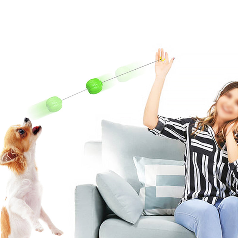 KFX-3235005 Squeaky Dog Training Ball - Puppy Chew Toy for Dental Care and Teething - Halloween Pumpkin Design