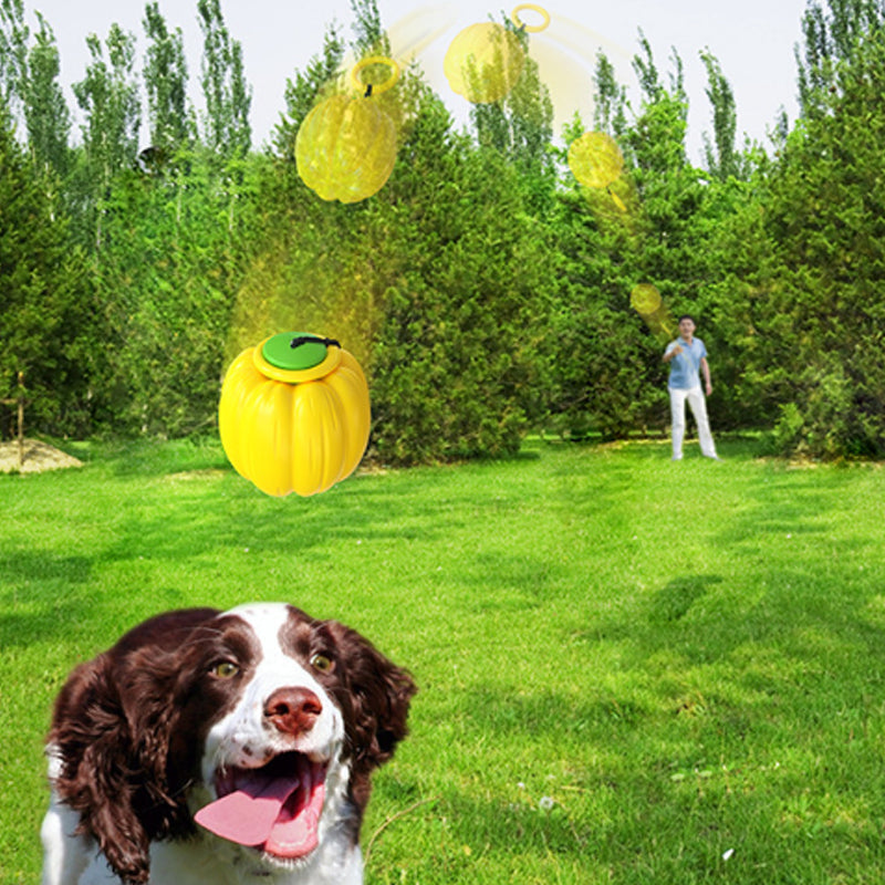 KFX-3235005 Squeaky Dog Training Ball - Puppy Chew Toy for Dental Care and Teething - Halloween Pumpkin Design