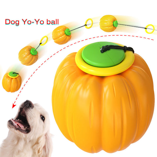 KFX-3235005 Squeaky Dog Training Ball - Puppy Chew Toy for Dental Care and Teething - Halloween Pumpkin Design
