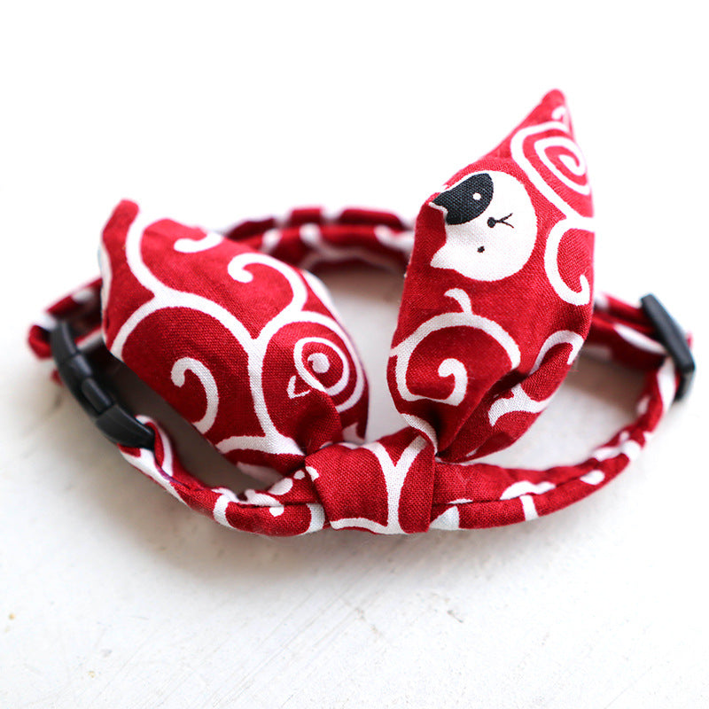 KFX-3235517 Adjustable Floral Pet Collar with Bow Tie for Small Pets, Multiple Sizes Available