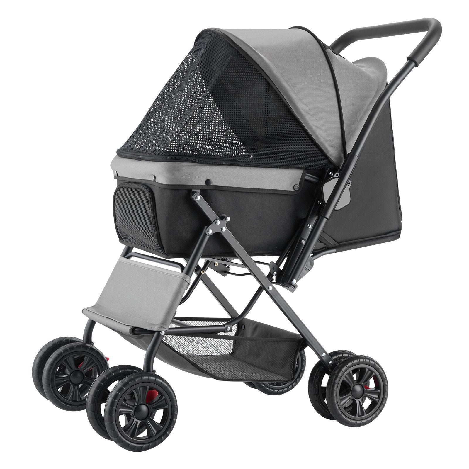 KFX-3235773 Foldable 4-Wheel Pet Stroller with Reversible Handle - Supports Pets Up to 44lbs