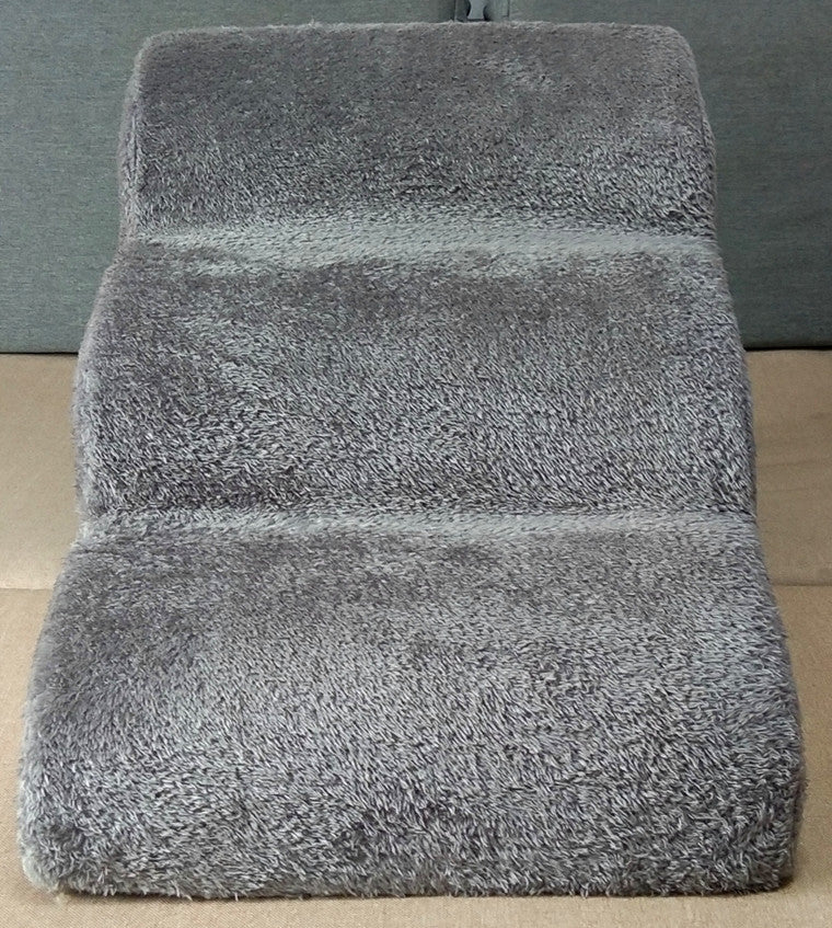KFX-3236797 Three-Tier Pet Training Stairs - Cloth Design, Dark Gray & Brown, 60*42*39CM