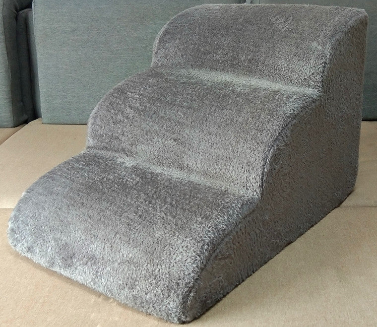 KFX-3236797 Three-Tier Pet Training Stairs - Cloth Design, Dark Gray & Brown, 60*42*39CM