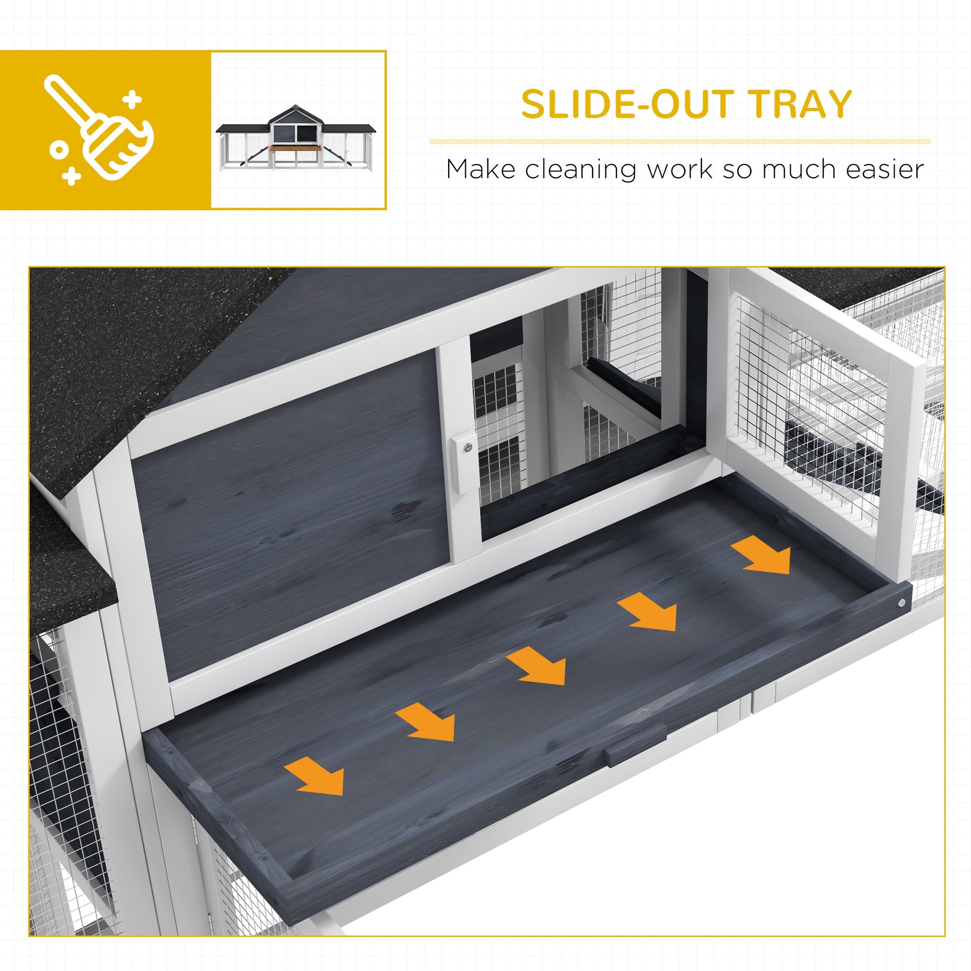 KFX-3237181 Deluxe 2-Story Wooden Rabbit Hutch with Ramp, Run and Removable Tray - Dark Gray