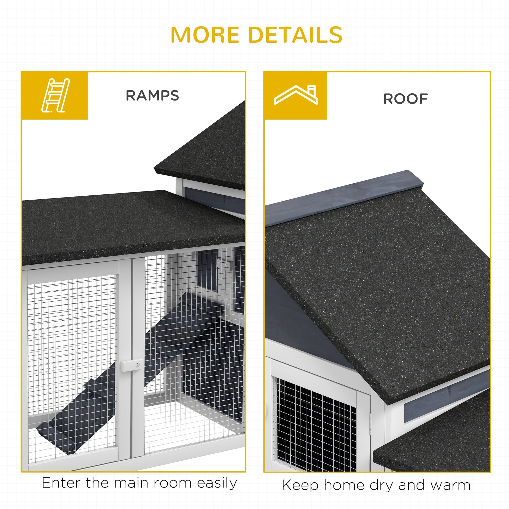 KFX-3237181 Deluxe 2-Story Wooden Rabbit Hutch with Ramp, Run and Removable Tray - Dark Gray