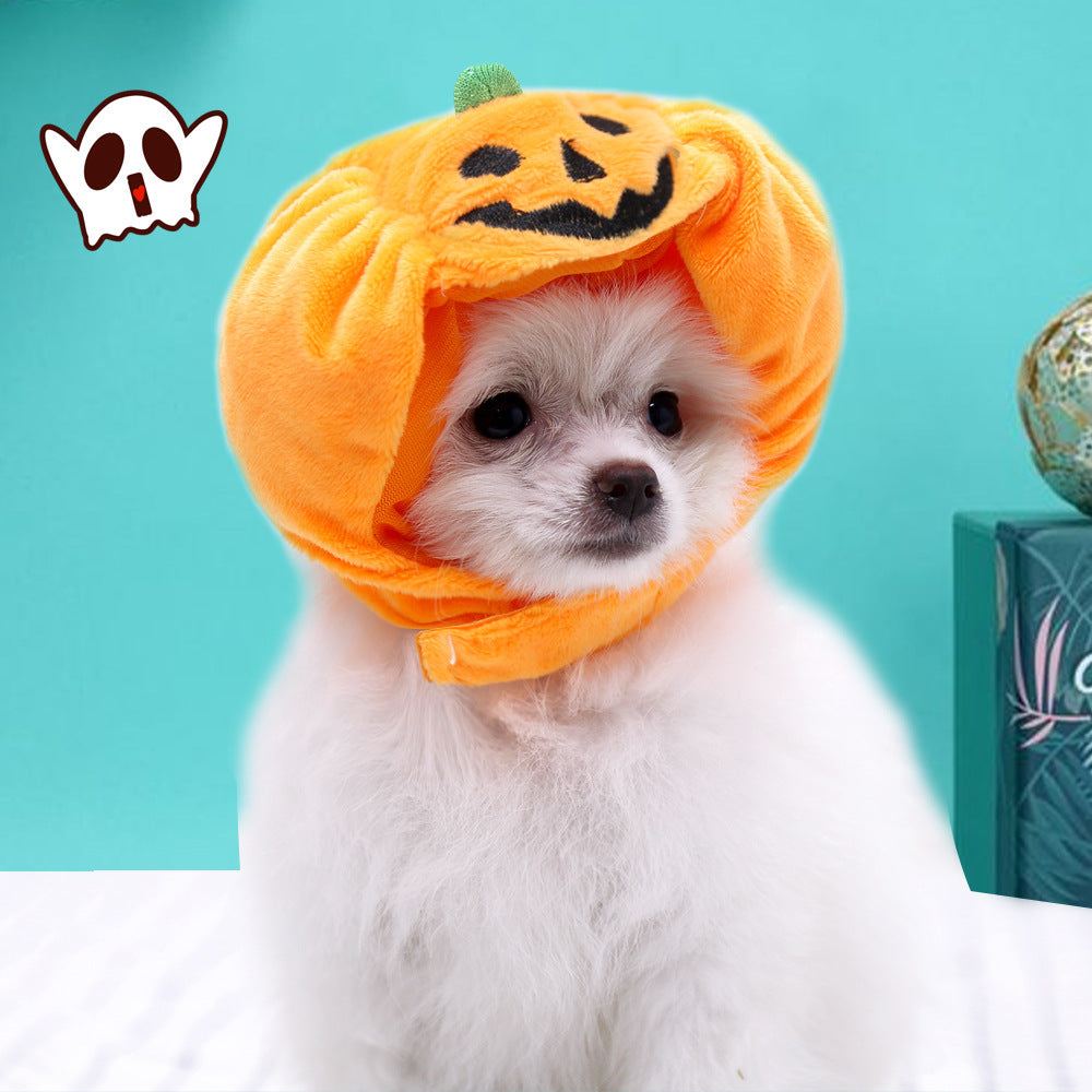 KFX-3238333 Fashionable Orange Pumpkin Hat for Cats and Dogs - Velvet Material, Sizes S & L Available