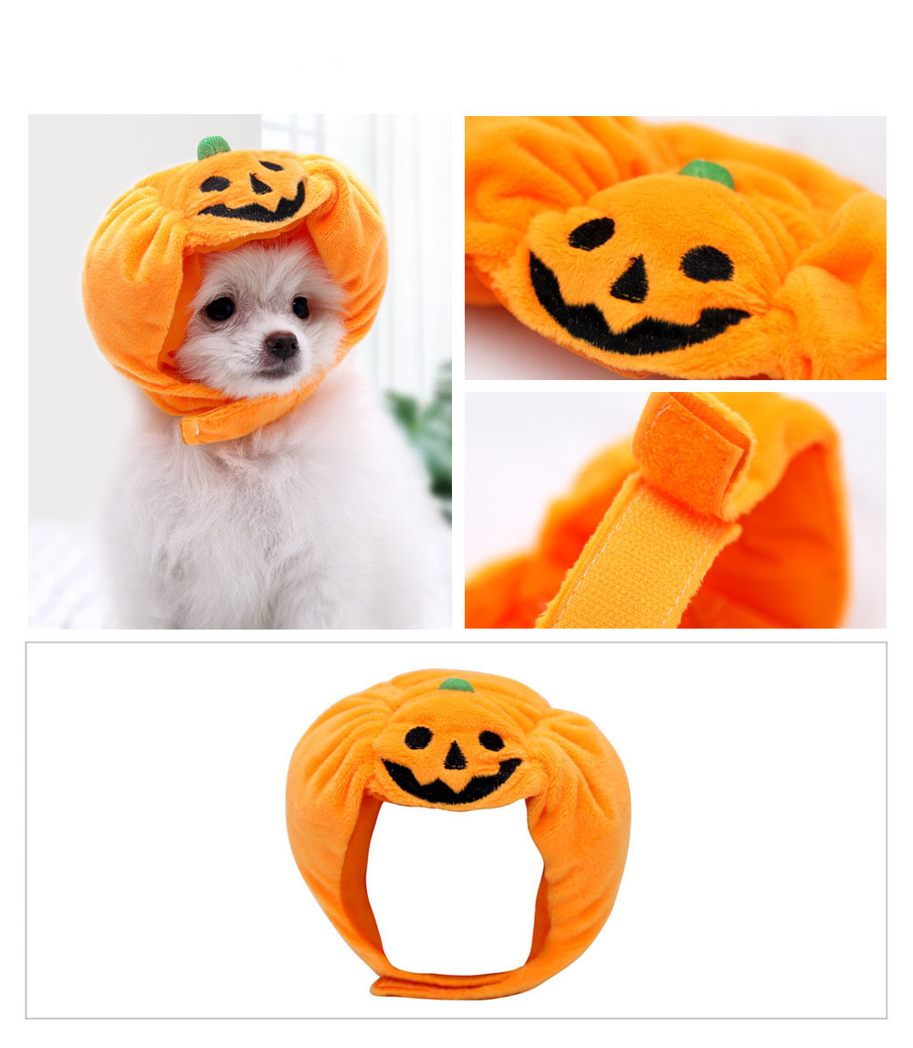 KFX-3238333 Fashionable Orange Pumpkin Hat for Cats and Dogs - Velvet Material, Sizes S & L Available