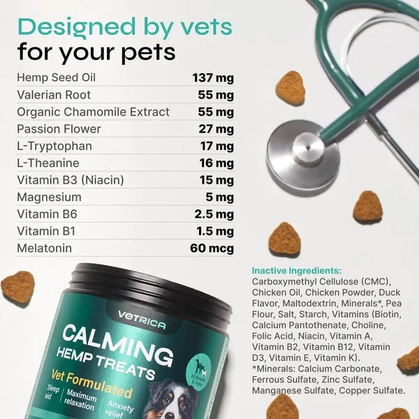 KFX-3239357 Hemp Calming Chews for Dogs - Duck Flavor Soft Treats for Anxiety Relief and Stress Management