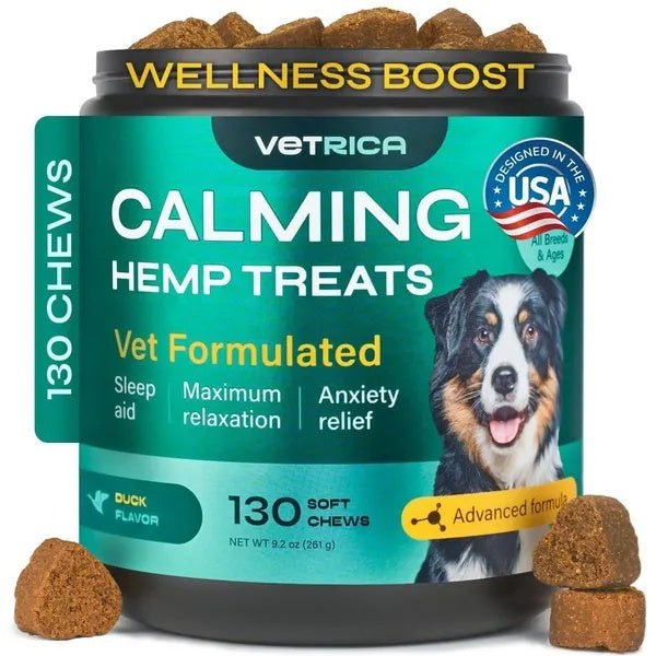 KFX-3239357 Hemp Calming Chews for Dogs - Duck Flavor Soft Treats for Anxiety Relief and Stress Management