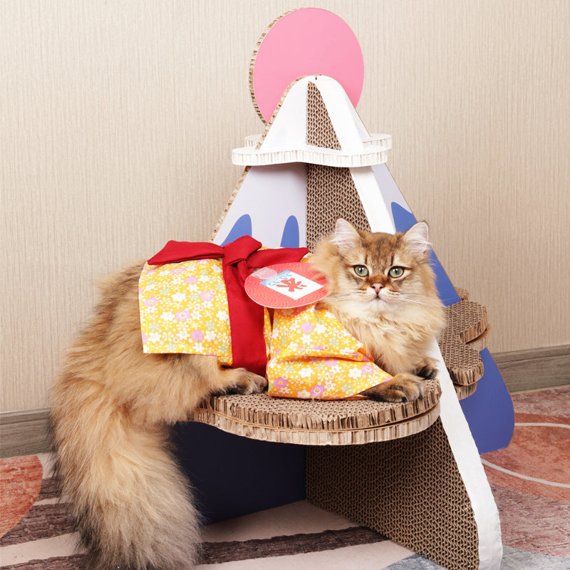 KFX-3239869 Japanese Style Yukata Kimono for Pets in Orange and Blue - One Size Fits Most