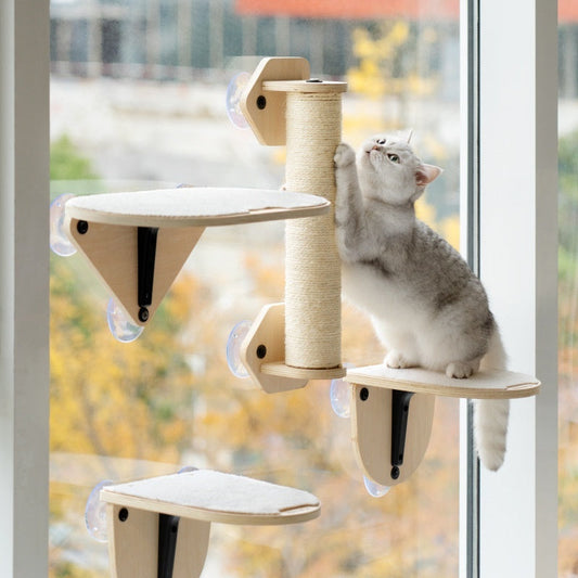 KFX-3240893 Cat Tree with Space Capsule Design, Jumping Platforms, and Strong Adhesive Scratching Rod