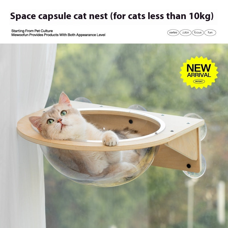 KFX-3240893 Cat Tree with Space Capsule Design, Jumping Platforms, and Strong Adhesive Scratching Rod