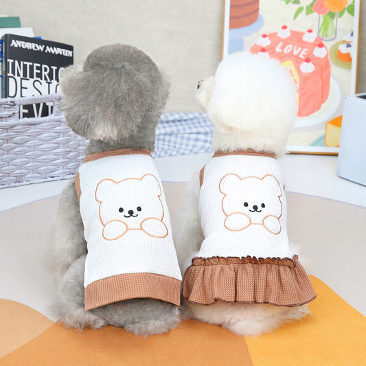 KFX-3241661 Casual Spring and Summer Pet Clothing for Small Dogs - Vests, Skirts, and Sleeved Tees