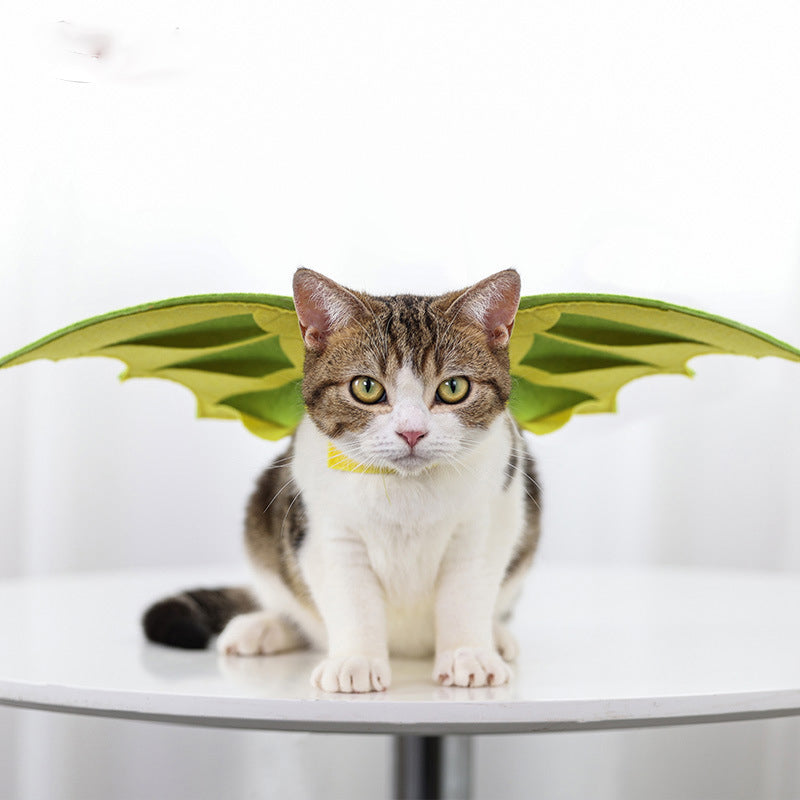 KFX-3243453 Halloween Pet Dinosaur Wings Costume for Cats and Dogs - Green Felt, Free Size