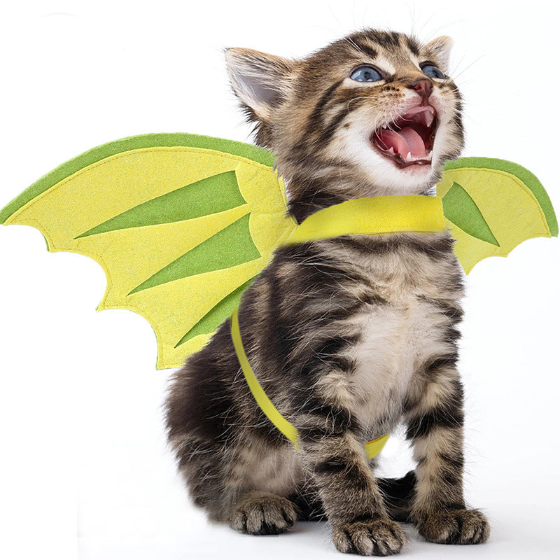 KFX-3243453 Halloween Pet Dinosaur Wings Costume for Cats and Dogs - Green Felt, Free Size