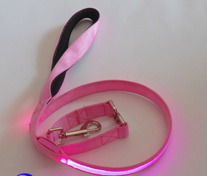 KFX-3248829 LED Fiber Optic Reflective Dog Leash with Manual Control for Day and Night Safety