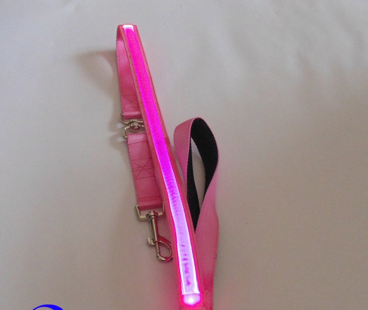 KFX-3248829 LED Fiber Optic Reflective Dog Leash with Manual Control for Day and Night Safety
