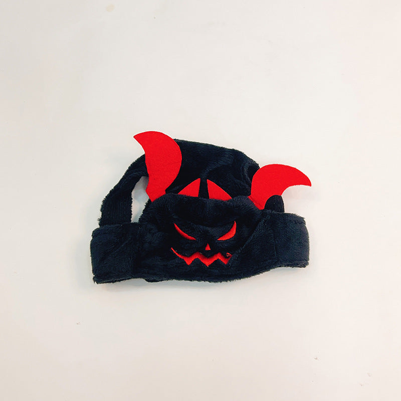 KFX-3249597 Halloween Cartoon Pet Hat Set - Pumpkin and Bat Designs in Orange and Black, Polyester Material, Scarf Sizes Available