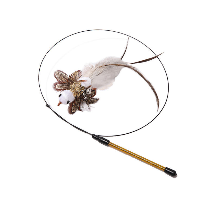 KFX-3249853 Replaceable Feather Cat Stick Toy with Handheld Rod and Accessories