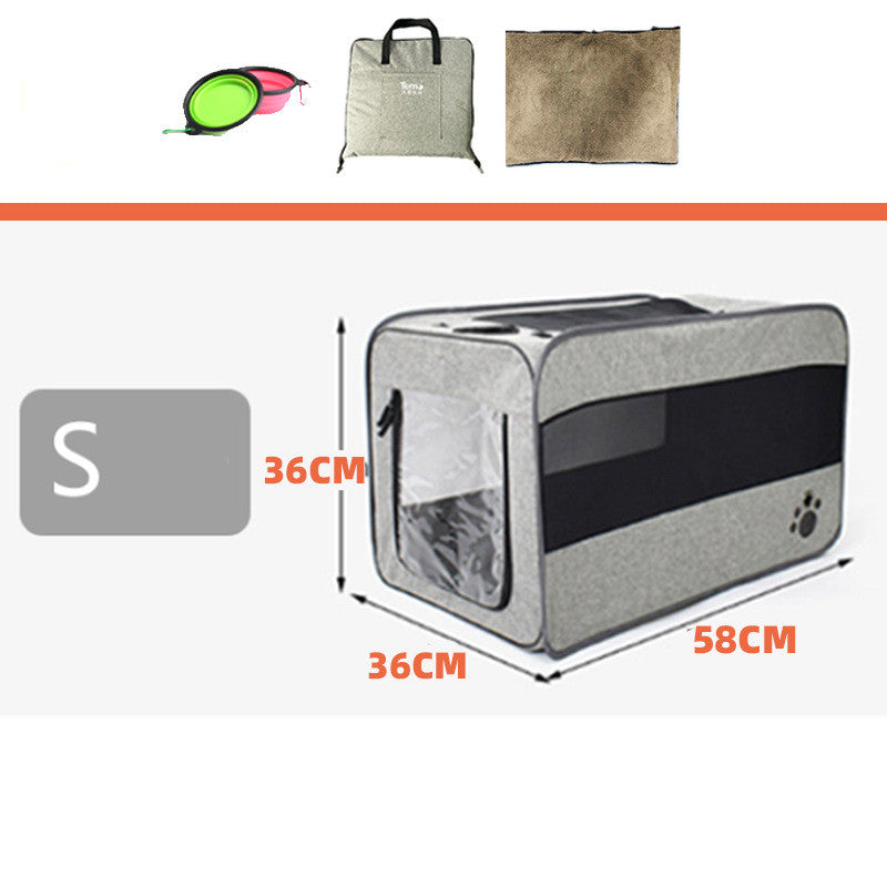 KFX-3251261 Portable Soft-Sided Pet Travel Carrier with Locking Zippers and Safety Belt, Folding Fabric Cage for Cats and Dogs