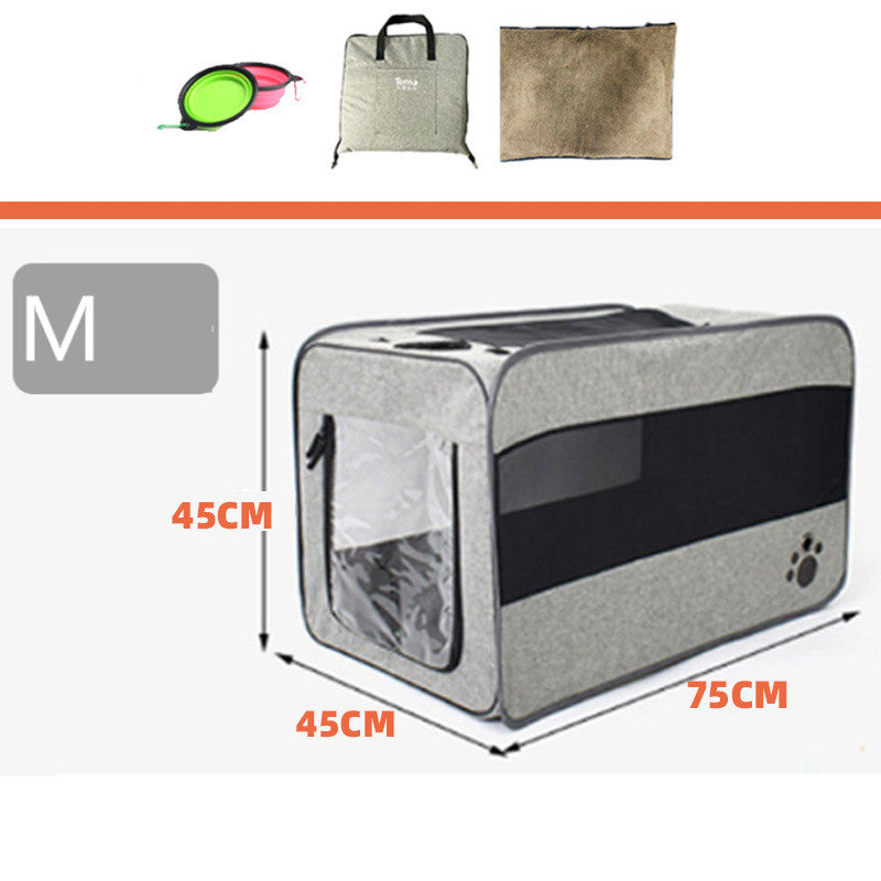 KFX-3251261 Portable Soft-Sided Pet Travel Carrier with Locking Zippers and Safety Belt, Folding Fabric Cage for Cats and Dogs