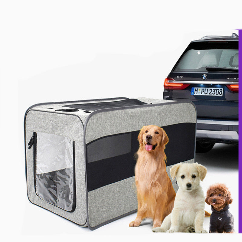 KFX-3251261 Portable Soft-Sided Pet Travel Carrier with Locking Zippers and Safety Belt, Folding Fabric Cage for Cats and Dogs