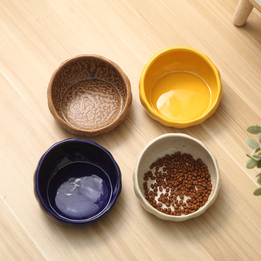 KFX-3254973 Ceramic Cat Bowl with Anti-Tip Design for Cervical Spine Support - Available in Various Colors