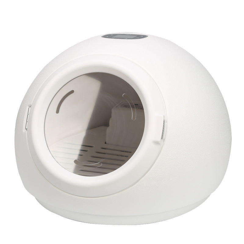 KFX-3256253 Automatic Pet Hair Dryer - 1000W Drying Oven for Cats, Round White Design