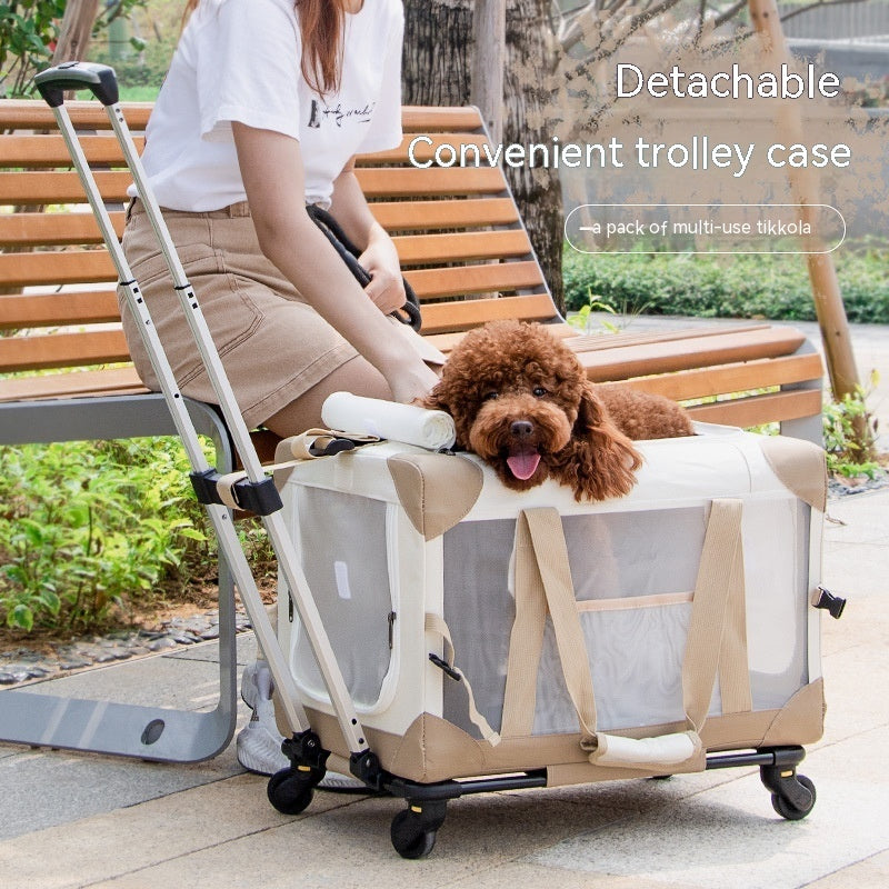 KFX-3257021 Pet Trolley Bag Carry Case for Vehicle Transport - Breathable Polyester, Solid Colors