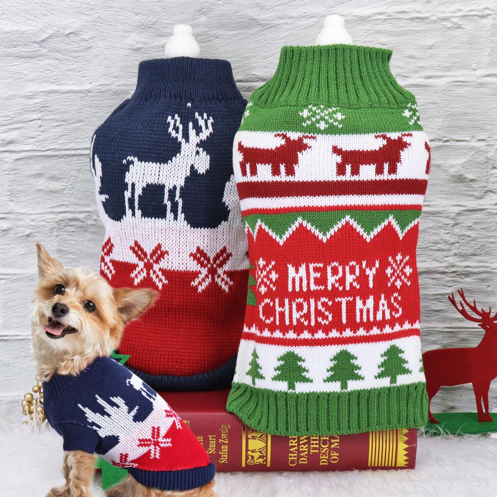 KFX-3258557 Cozy Striped Turtleneck Dog Sweater with Snowflake Design in Green and Blue
