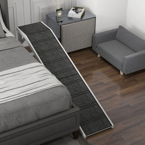 KFX-3258941 Dog Bed Ramp with Non-Slip Carpet and Easy Access Platform - 74" x 16" x 25" Wood Design