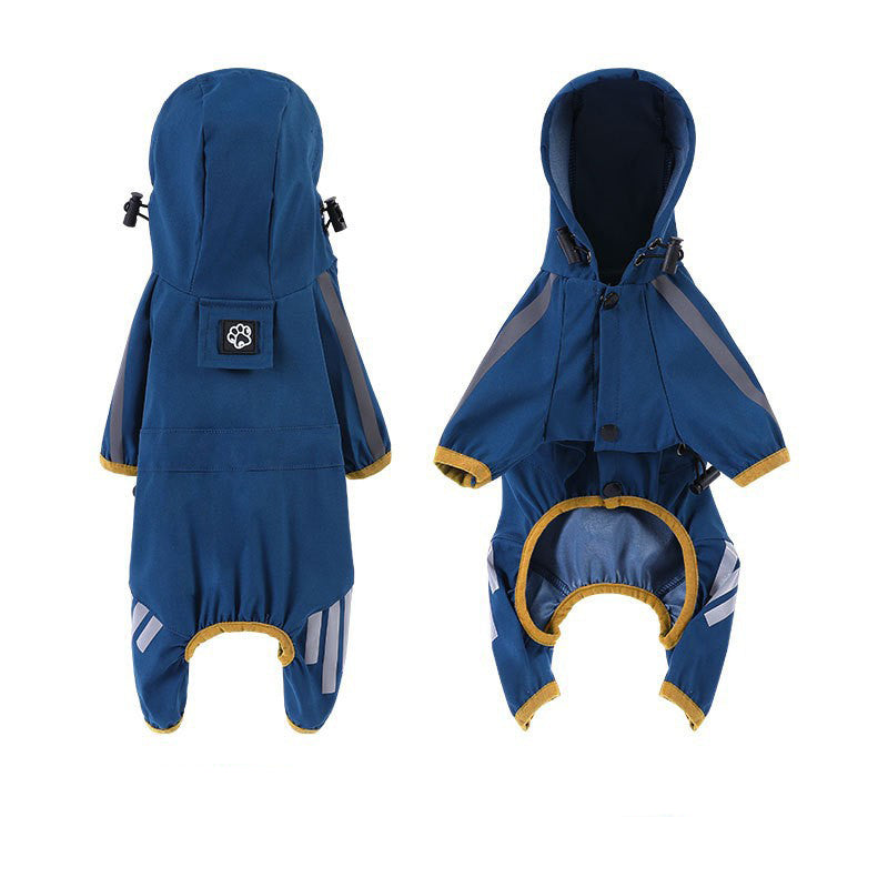 KFX-3260221 Four-Legged Waterproof Raincoat for Small Dogs and Cats, Stylish Pet Outing Clothing