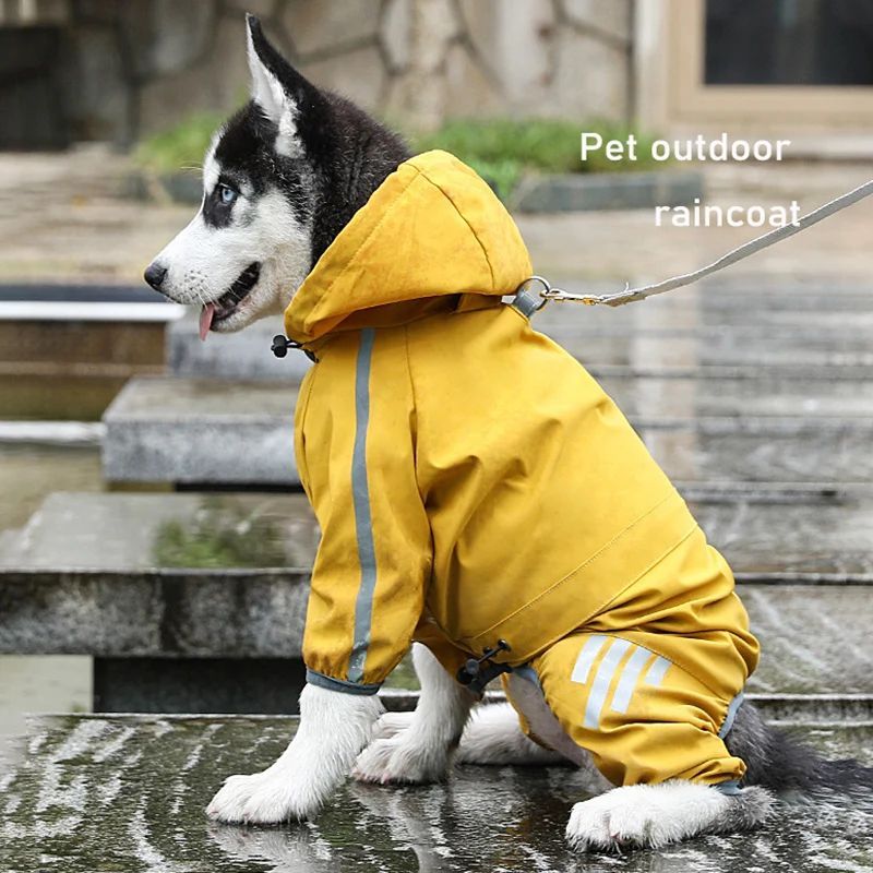 KFX-3260221 Four-Legged Waterproof Raincoat for Small Dogs and Cats, Stylish Pet Outing Clothing