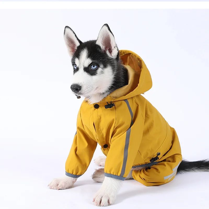 KFX-3260221 Four-Legged Waterproof Raincoat for Small Dogs and Cats, Stylish Pet Outing Clothing