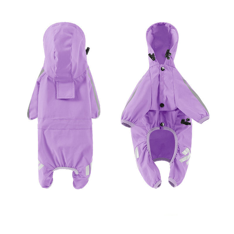 KFX-3260221 Four-Legged Waterproof Raincoat for Small Dogs and Cats, Stylish Pet Outing Clothing