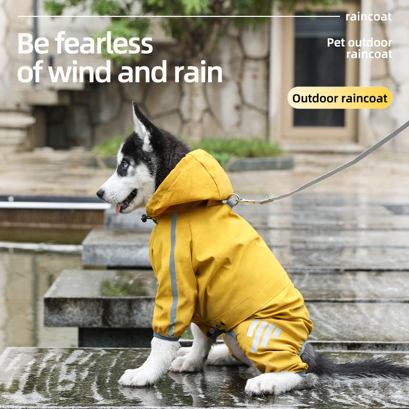 KFX-3260221 Four-Legged Waterproof Raincoat for Small Dogs and Cats, Stylish Pet Outing Clothing