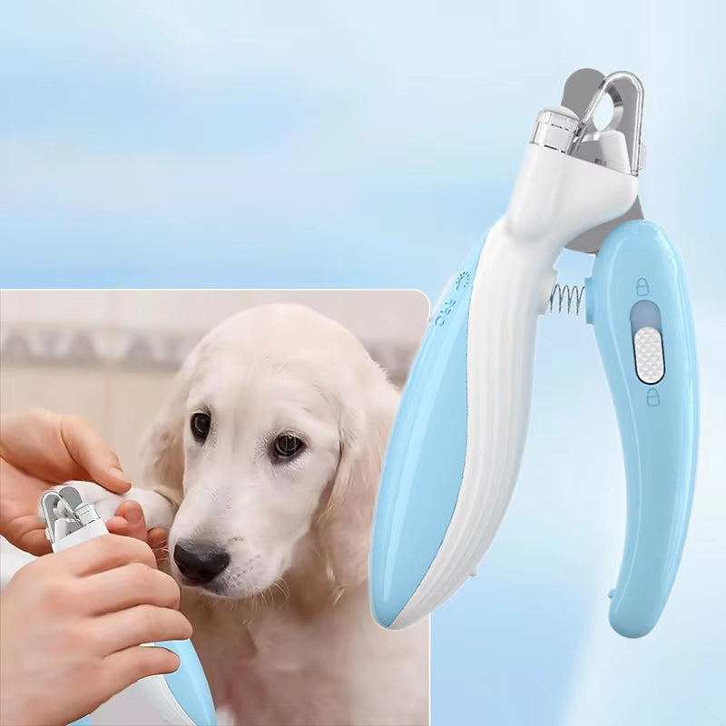 KFX-3264317 Labor-Saving Nail Clippers with LED Light for Dogs and Cats - Precision Trim Scissors with Safety Lock and Anti-Splash Design