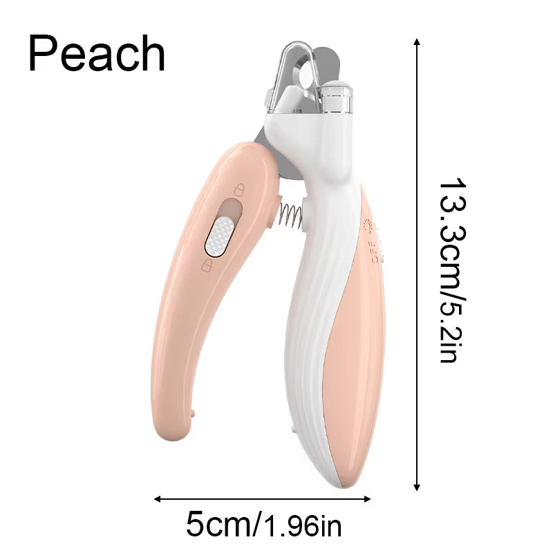 KFX-3264317 Labor-Saving Nail Clippers with LED Light for Dogs and Cats - Precision Trim Scissors with Safety Lock and Anti-Splash Design