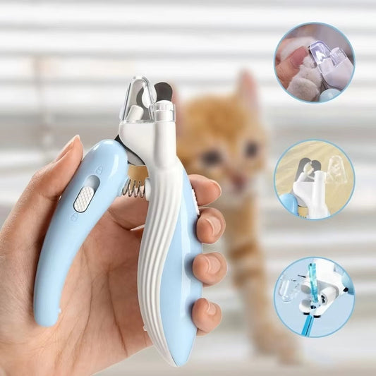 KFX-3264317 Labor-Saving Nail Clippers with LED Light for Dogs and Cats - Precision Trim Scissors with Safety Lock and Anti-Splash Design