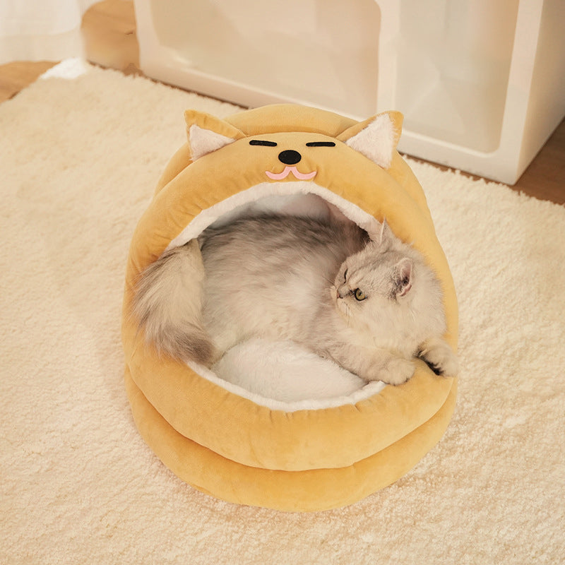 KFX-3266365 Cozy Pet Bed for Cats and Small Dogs - Warm Lounger Cushion with Soft Velvet Material