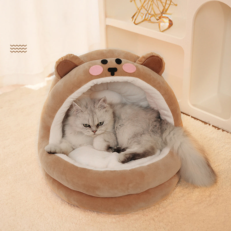 KFX-3266365 Cozy Pet Bed for Cats and Small Dogs - Warm Lounger Cushion with Soft Velvet Material