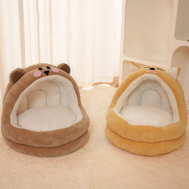 KFX-3266365 Cozy Pet Bed for Cats and Small Dogs - Warm Lounger Cushion with Soft Velvet Material