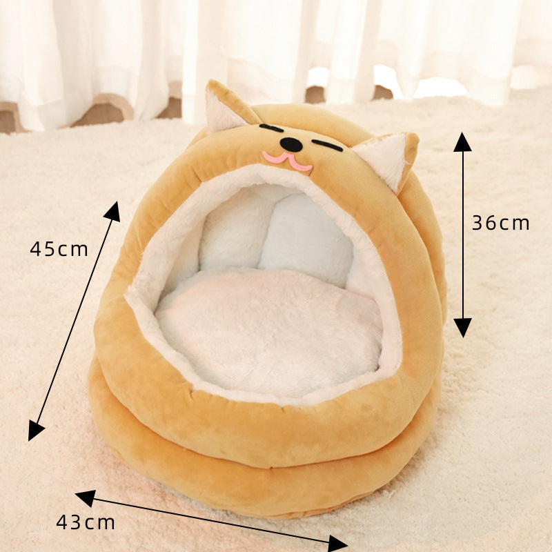 KFX-3266365 Cozy Pet Bed for Cats and Small Dogs - Warm Lounger Cushion with Soft Velvet Material