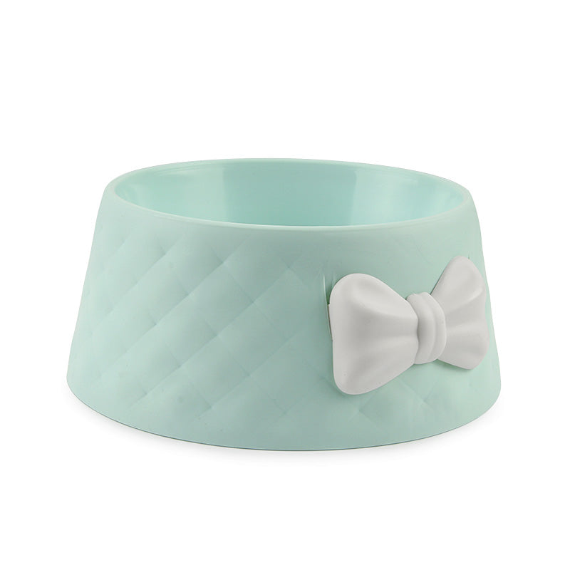 KFX-3266493 Bow Shaped Cat and Dog Bowl - Made of Durable PP Plastic in Pink, Green, and Grey