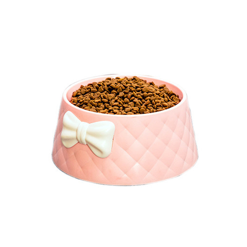 KFX-3266493 Bow Shaped Cat and Dog Bowl - Made of Durable PP Plastic in Pink, Green, and Grey